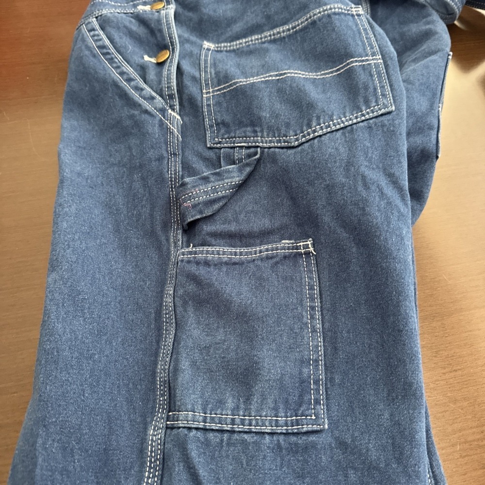Big Smith Mens Blue Denim Bib Overalls 38x30 Medium Wash Workwear Cotton XL - Picture 11 of 15